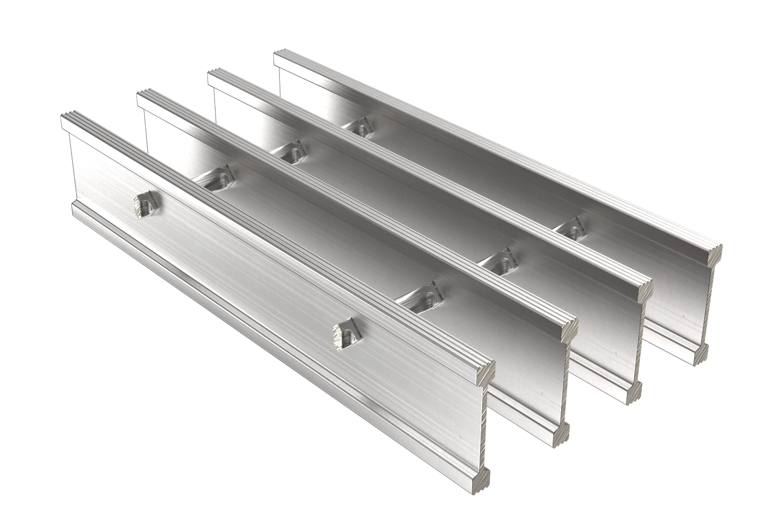 Rendering of Ohio Gratings' 19SGI4 Standard Aluminum Swaged I-Bar Grating